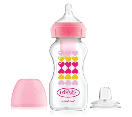 Dr Brown's 270ml Options+ Transition Bottle - Pink Hearts